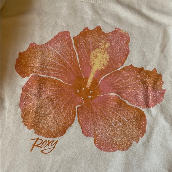 Roxy Cream Sweatshirt with Orange Hibiscus - Picture 3 of 5